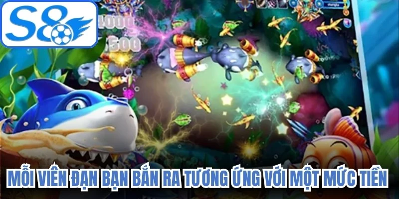 Mỗi viên đạn bạn bắn ra tương ứng với một mức tiền cược cụ thể trong game 