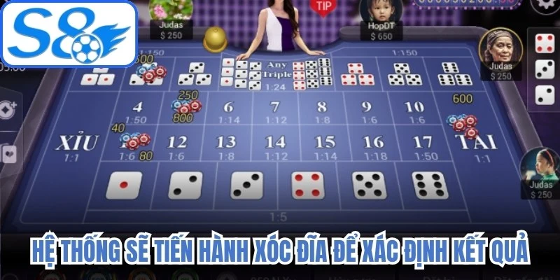 Sau khi kết thúc thời gian cược, hệ thống sẽ tiến hành xóc đĩa để xác định kết quả 